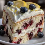 lemon blueberry layer cake - featured image