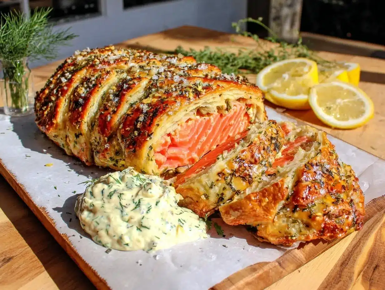 lemon herb salmon en croûte preparation steps