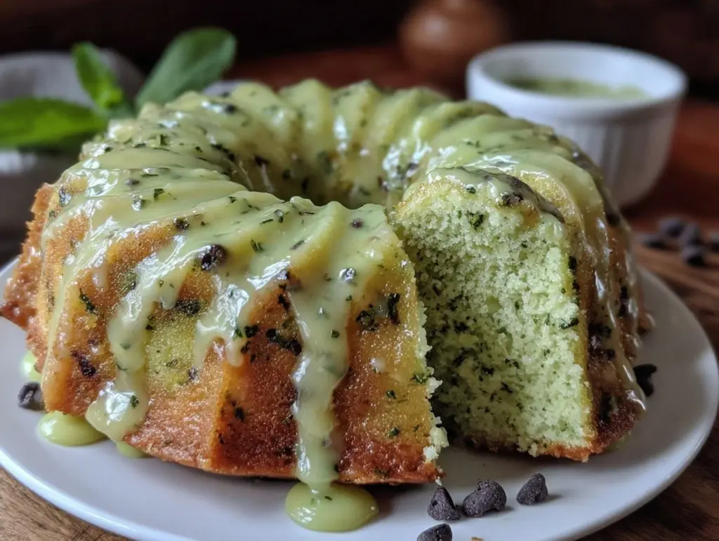 mint chocolate chip bundt cake - featured image