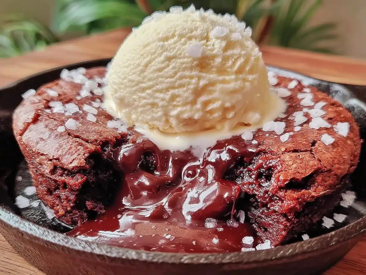 molten chocolate lava brownie skillet preparation steps