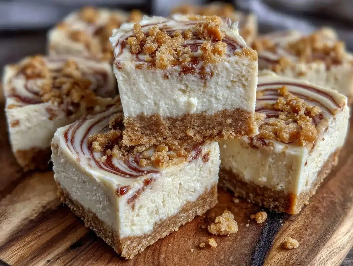 no bake cookie butter cheesecake bars - featured image