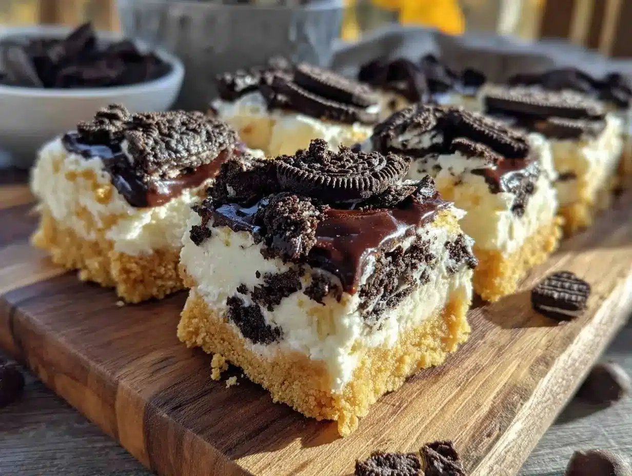 no-bake Oreo cheesecake bars preparation steps