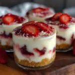 no bake strawberry cheesecake trifle cups - featured image