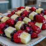 patriotic red white and blue fruit skewers - featured image