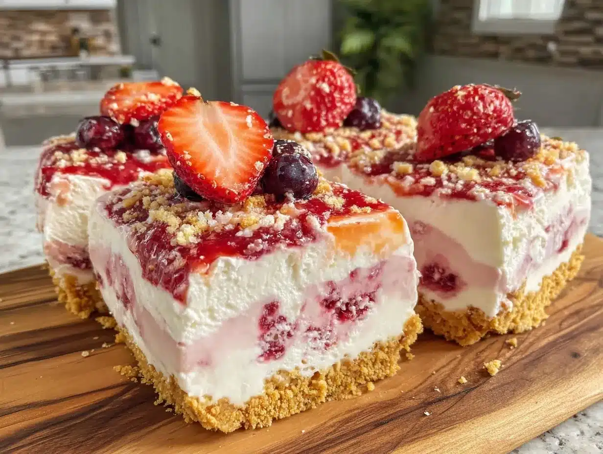 patriotic strawberry cheesecake ice cream bars preparation steps