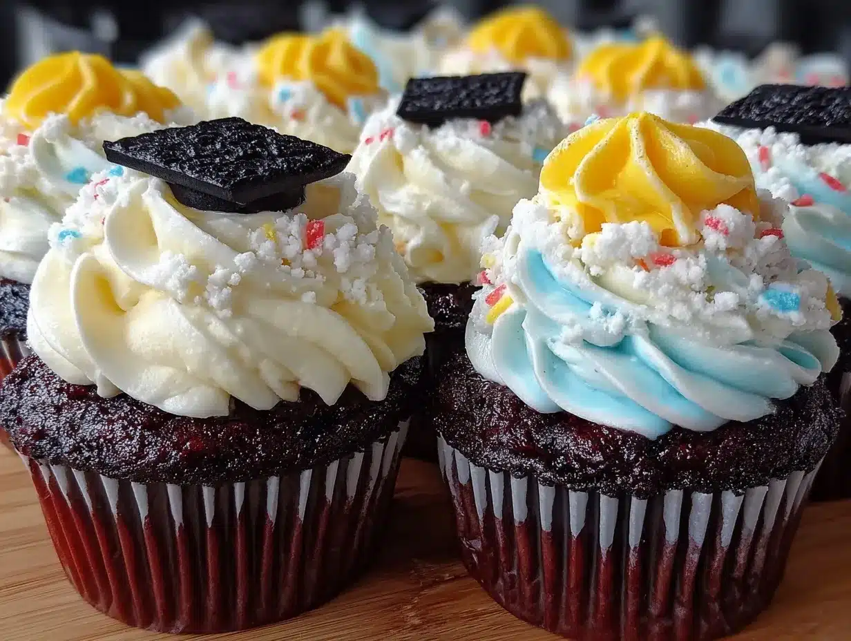 pull apart cap and gown cupcake cake preparation steps