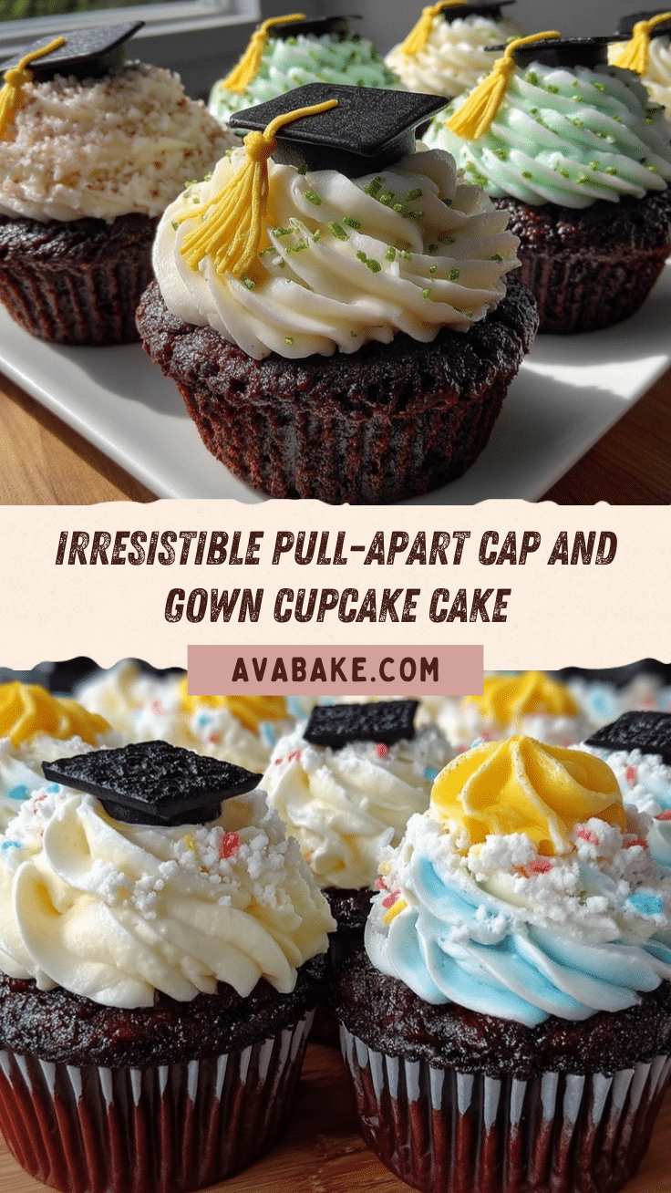 pull apart cap and gown cupcake cake recipe