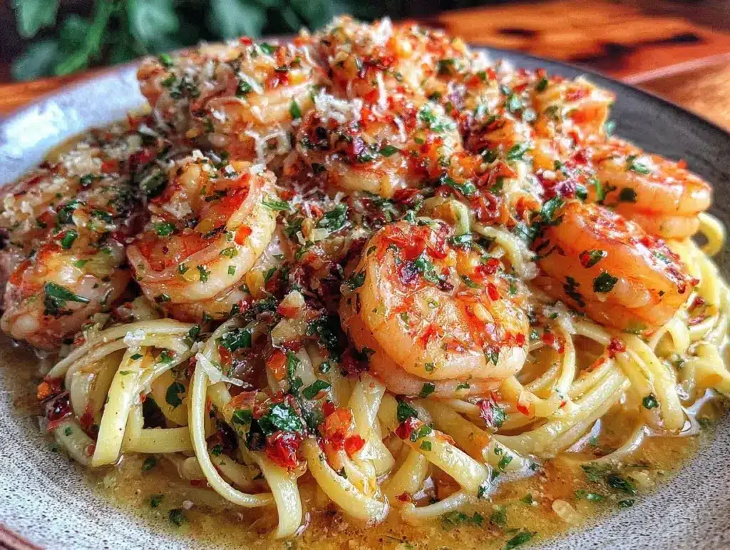 quick garlic butter shrimp linguine - featured image