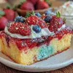 red white and blue poke cake - featured image