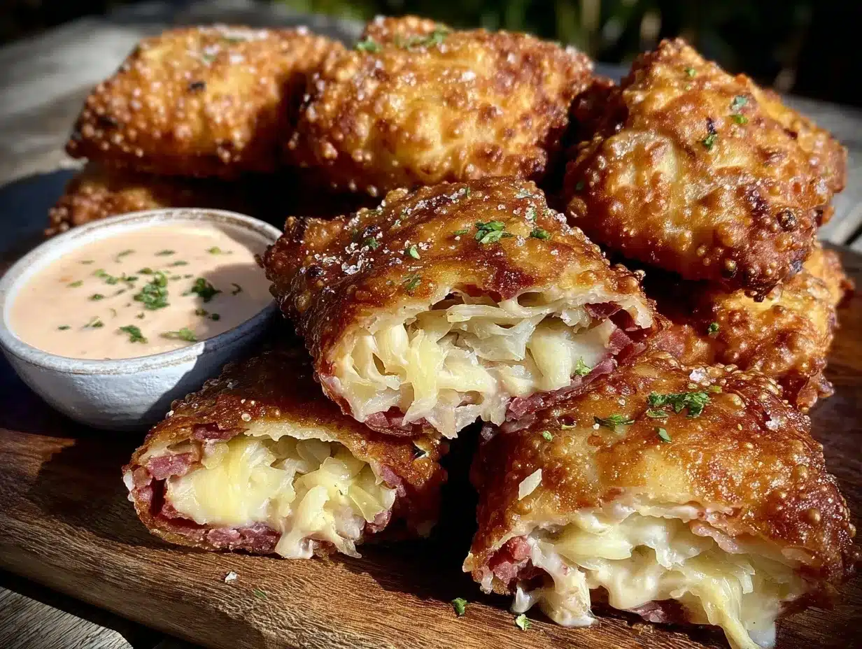 Reuben egg rolls preparation steps