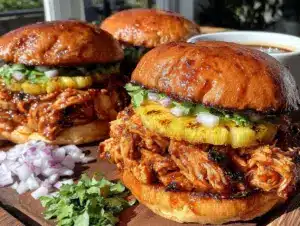 slow cooker Hawaiian BBQ chicken sandwiches - featured image