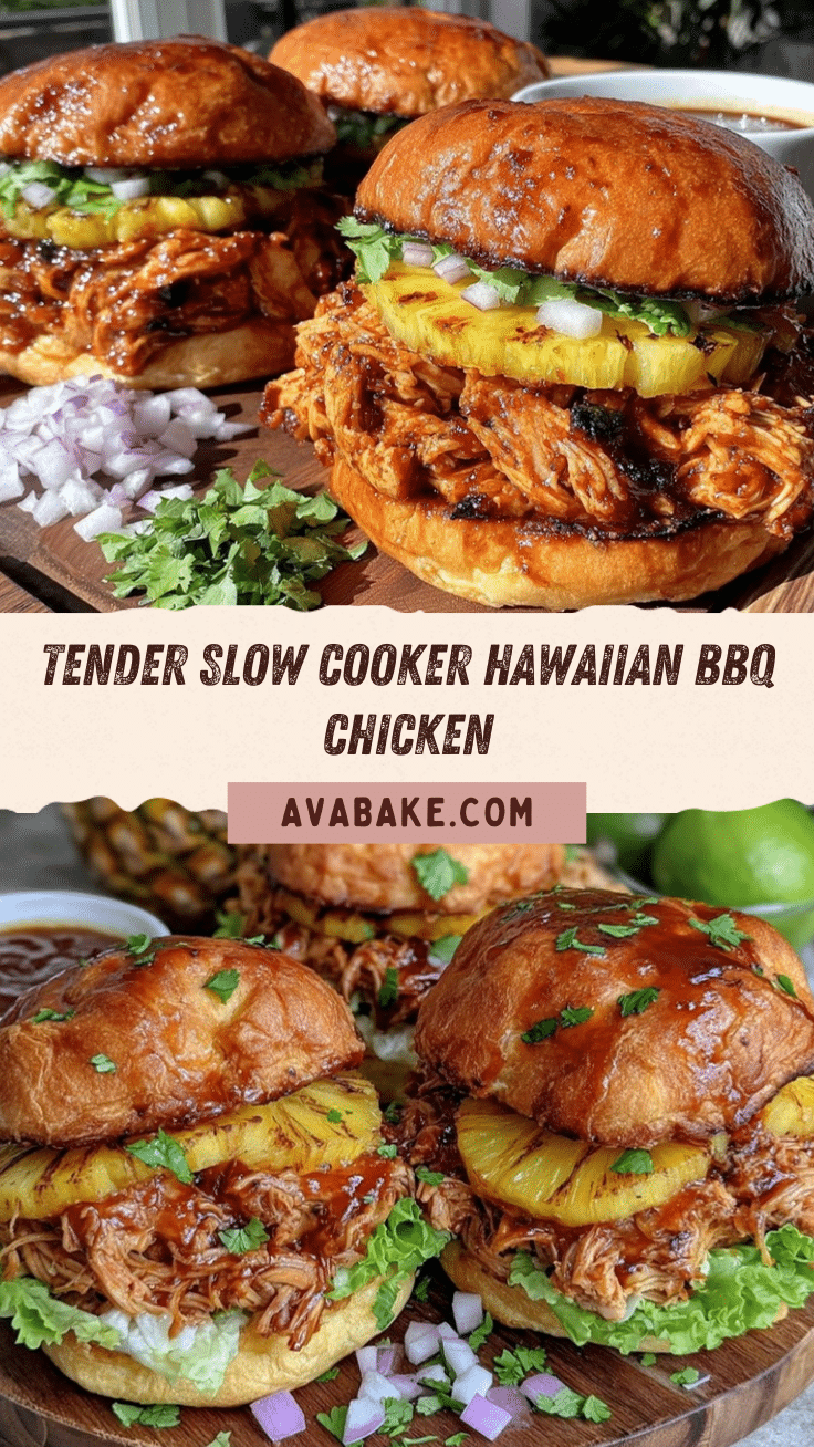 slow cooker Hawaiian BBQ chicken sandwiches recipe