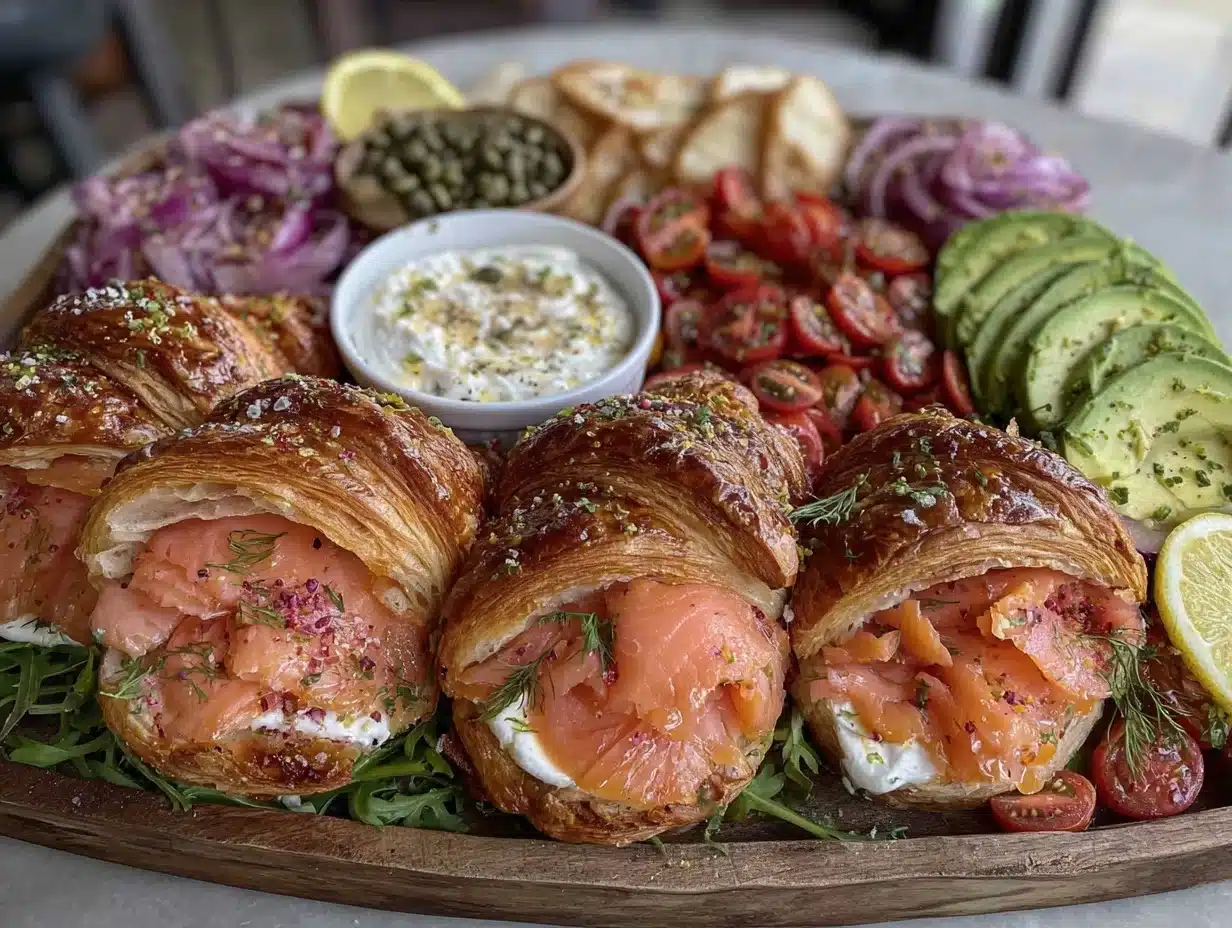 smoked salmon croissant brunch board - featured image