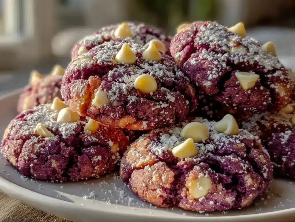 soft chewy ube crinkle cookies - featured image