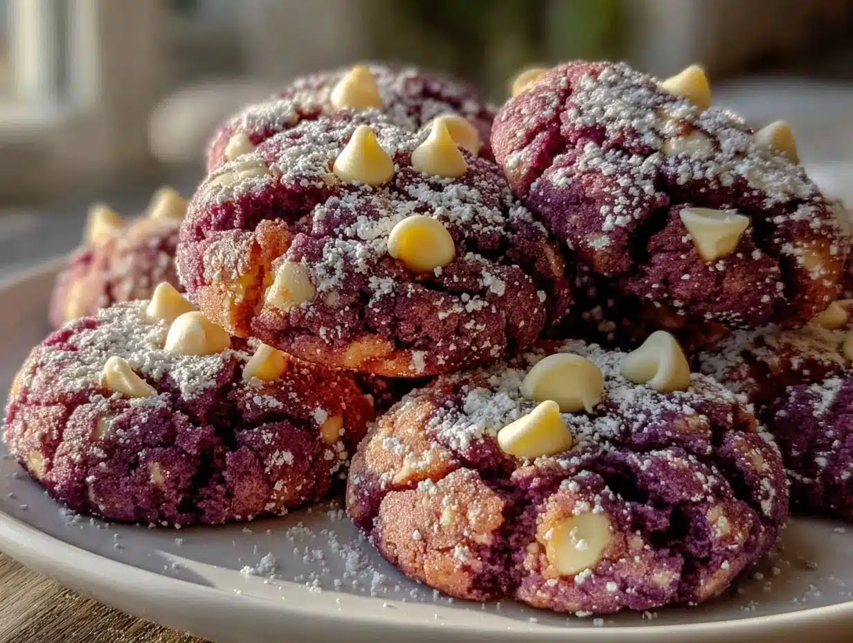 soft chewy ube crinkle cookies - featured image