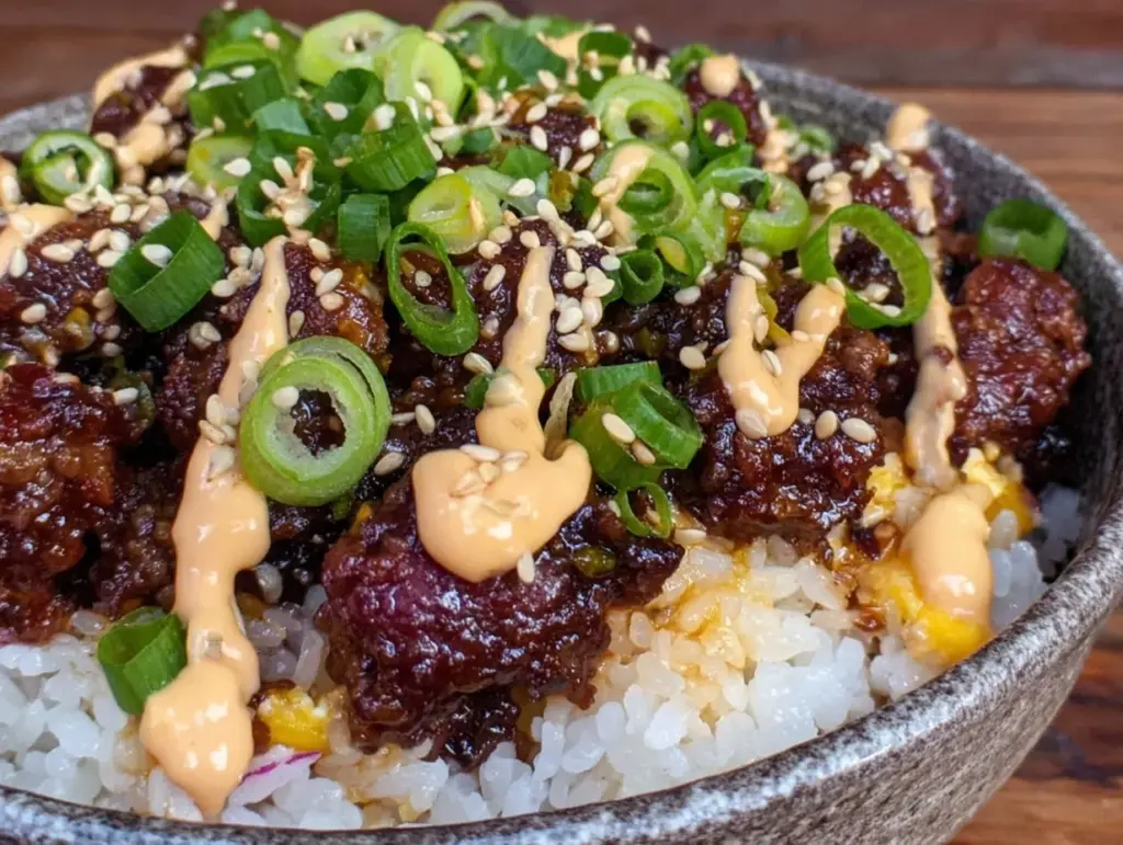 spicy Korean ground beef rice bowl - featured image