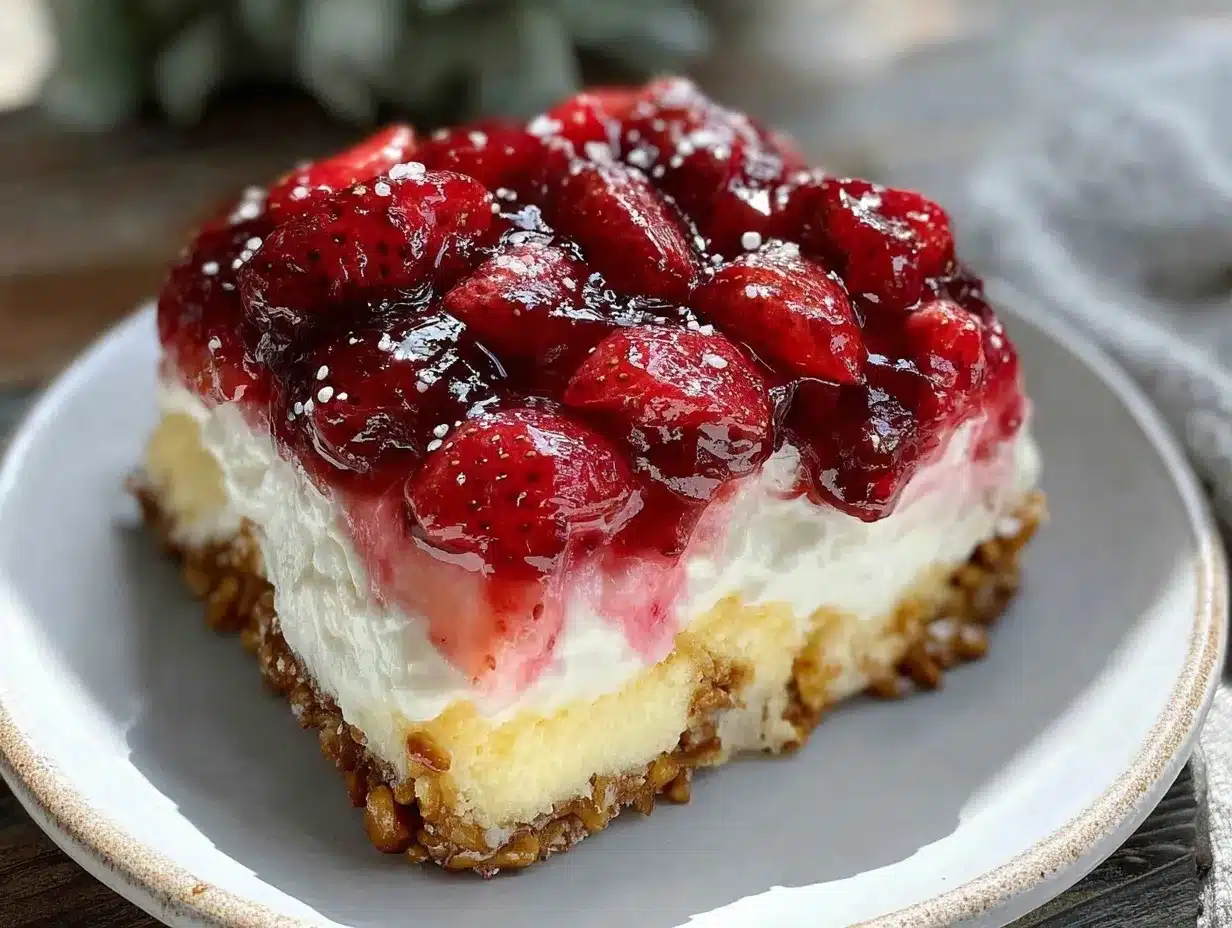 strawberry pretzel salad dessert preparation steps