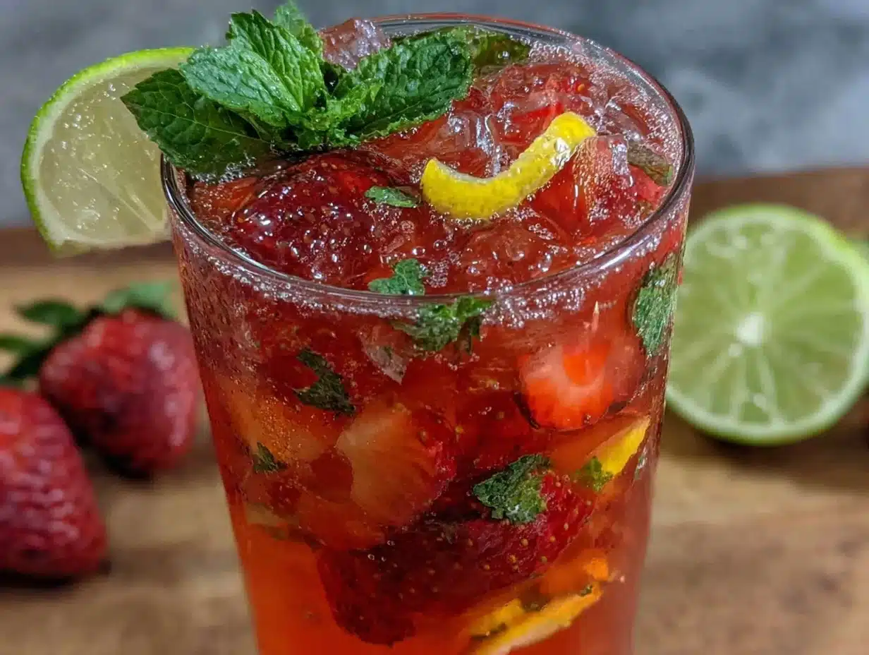 virgin strawberry mojito mocktail - featured image