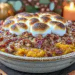 bacon pecan sweet potato casserole - featured image