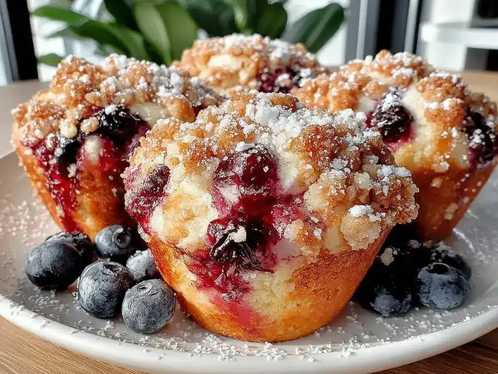 blueberry crumble muffins - featured image