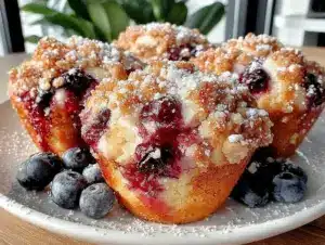 blueberry crumble muffins - featured image