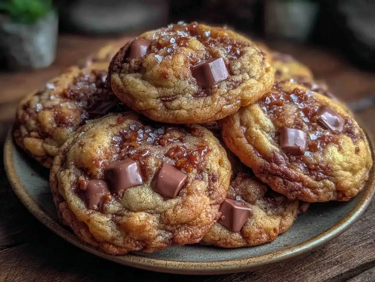 brown butter toffee chocolate chip cookies - featured image