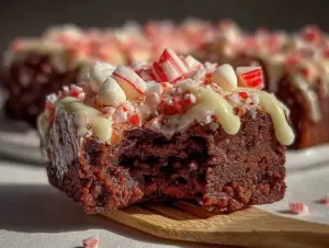 candy cane brownie bark - featured image