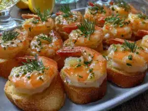 champagne cocktail shrimp appetizer bites - featured image