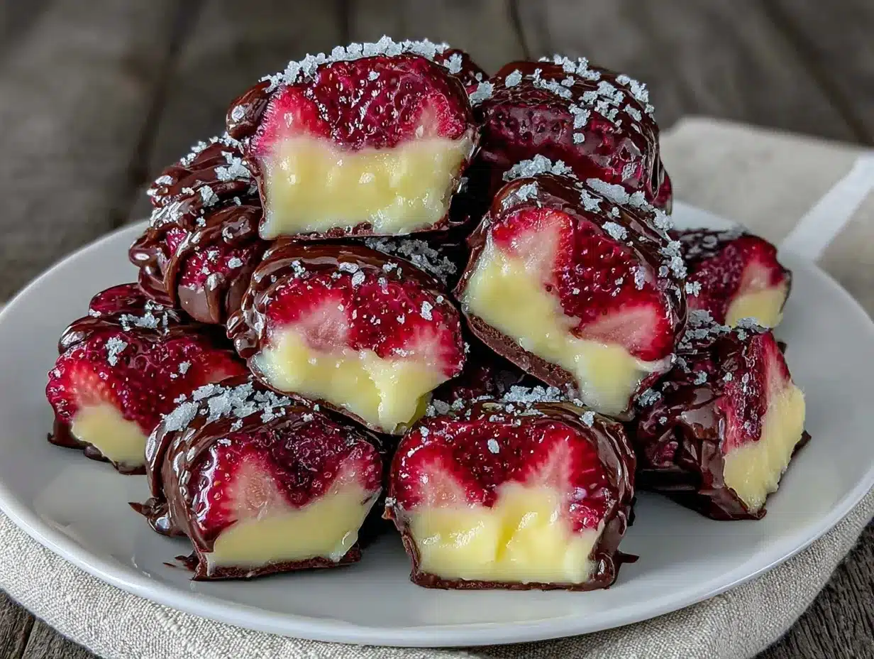 chocolate-dipped frozen strawberry cheesecake bites preparation steps
