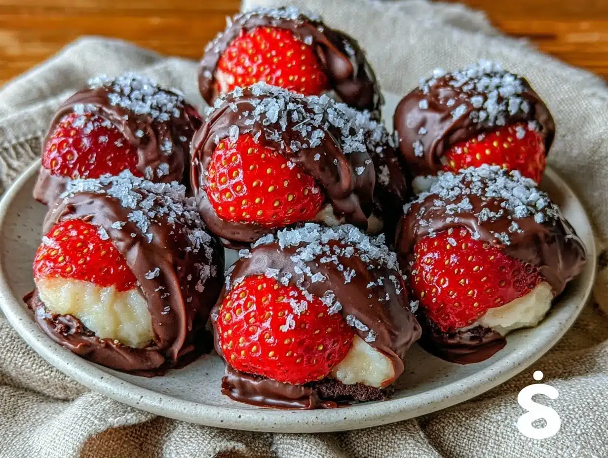 chocolate-dipped frozen strawberry cheesecake bites - featured image