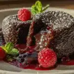 chocolate fondant with raspberry coulis - featured image