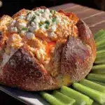 creamy buffalo chicken dip bread bowl - featured image