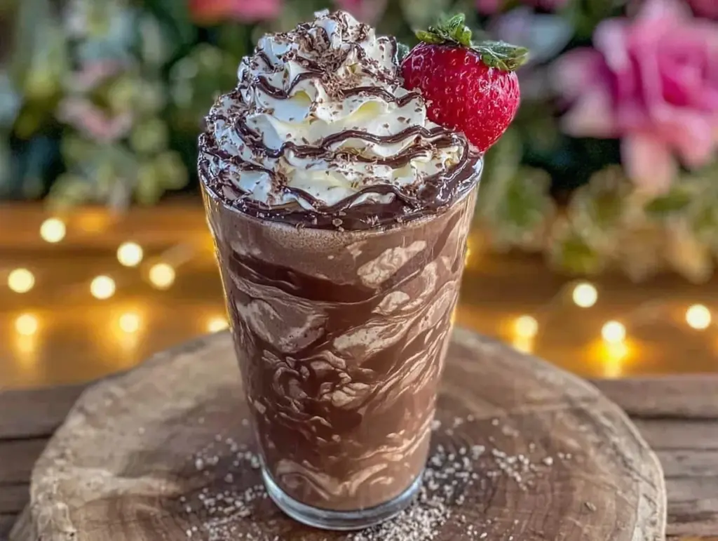 creamy chocolate covered strawberry protein shake - featured image