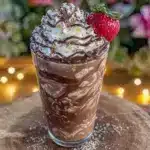 creamy chocolate covered strawberry protein shake - featured image