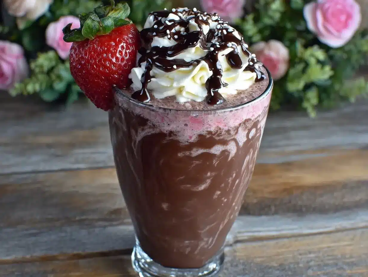creamy chocolate covered strawberry protein shake preparation steps