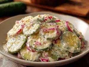 creamy dill cucumber salad - featured image