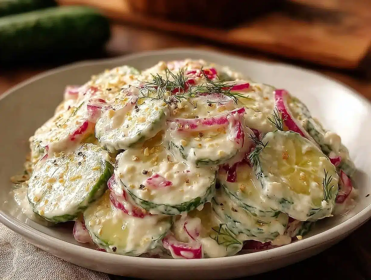 creamy dill cucumber salad - featured image