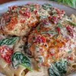 creamy garlic tuscan chicken penne - featured image