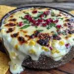 creamy mexican street corn queso fundido dip - featured image