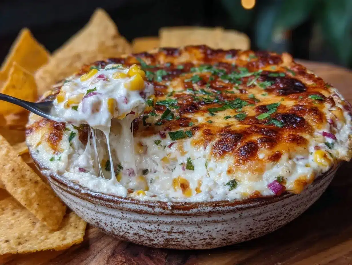 creamy mexican street corn queso fundido dip preparation steps