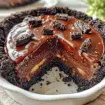 creamy no-bake chocolate peanut butter pie - featured image