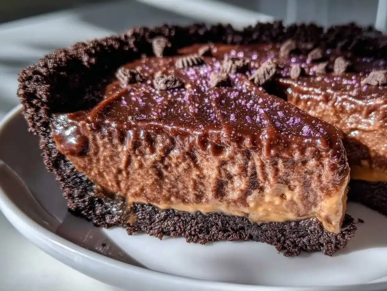 creamy no-bake chocolate peanut butter pie preparation steps