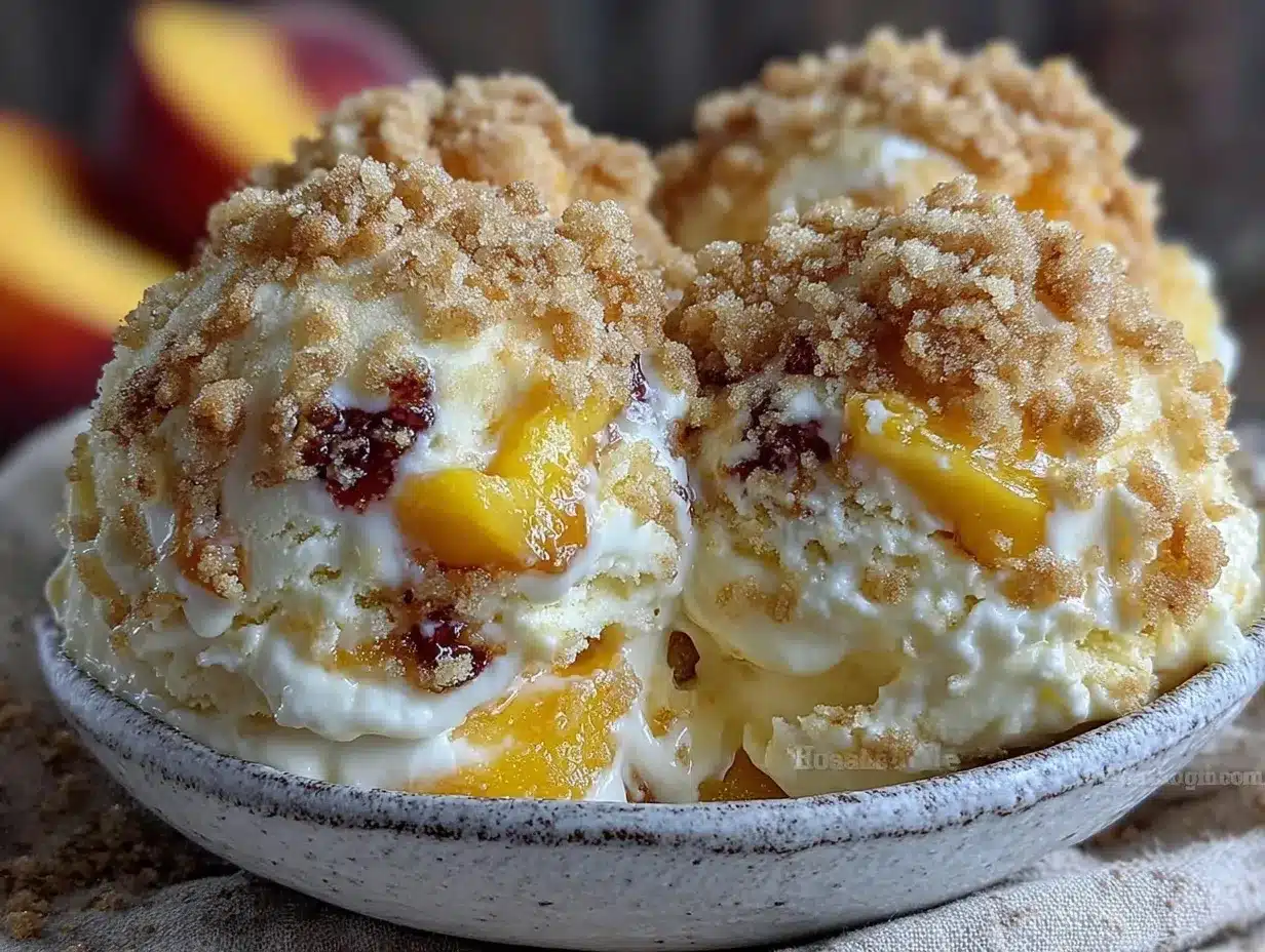 creamy no-churn peach cobbler ice cream preparation steps