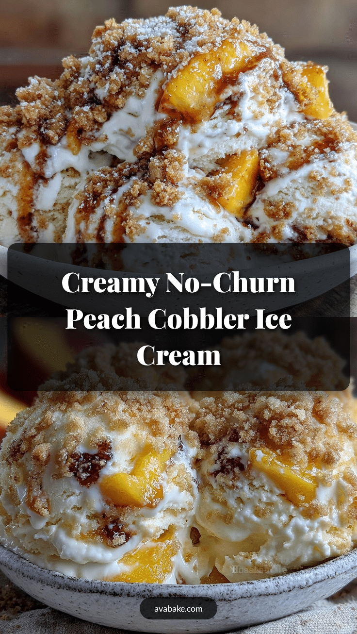 creamy no-churn peach cobbler ice cream recipe
