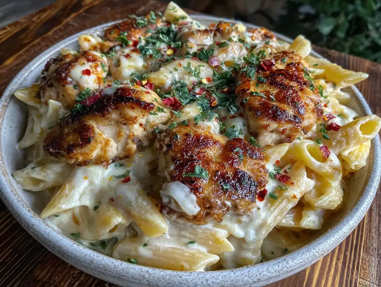 creamy one-pot Cajun chicken Alfredo penne - featured image