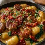 creamy one-skillet tuscan sausage gnocchi - featured image