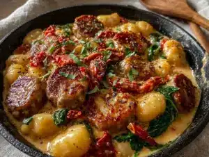 creamy one-skillet tuscan sausage gnocchi - featured image