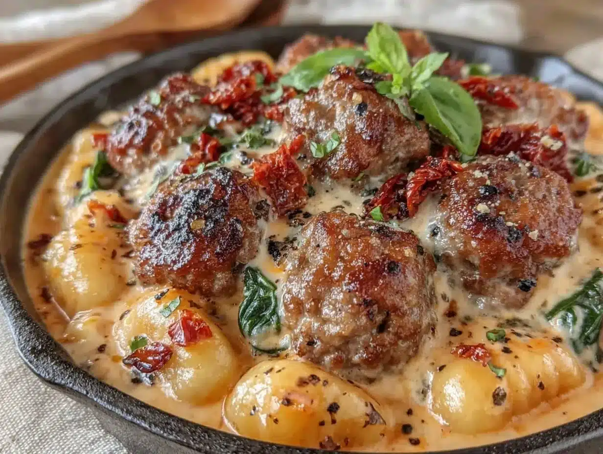 creamy one-skillet tuscan sausage gnocchi preparation steps