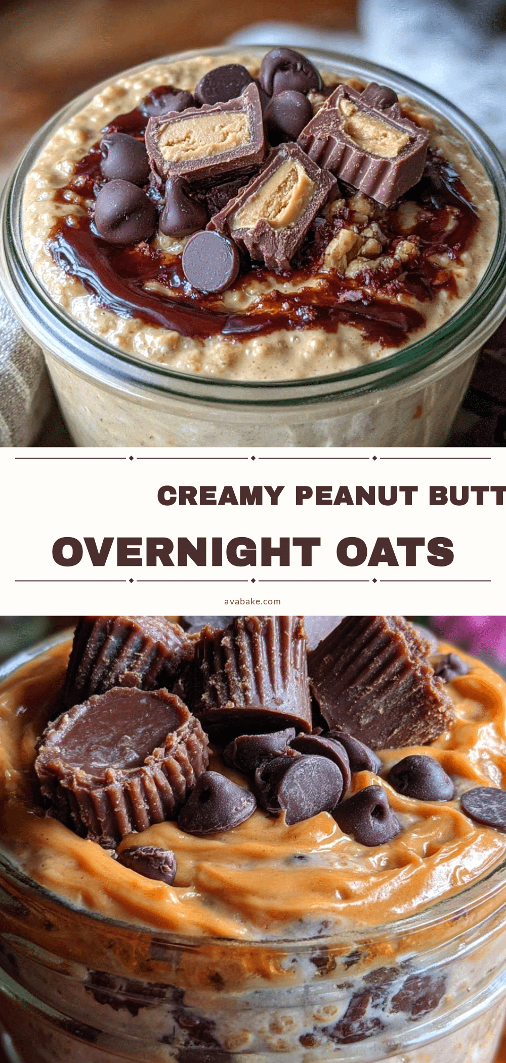 creamy peanut butter cup overnight oats recipe