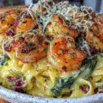 creamy tuscan garlic shrimp pasta - featured image